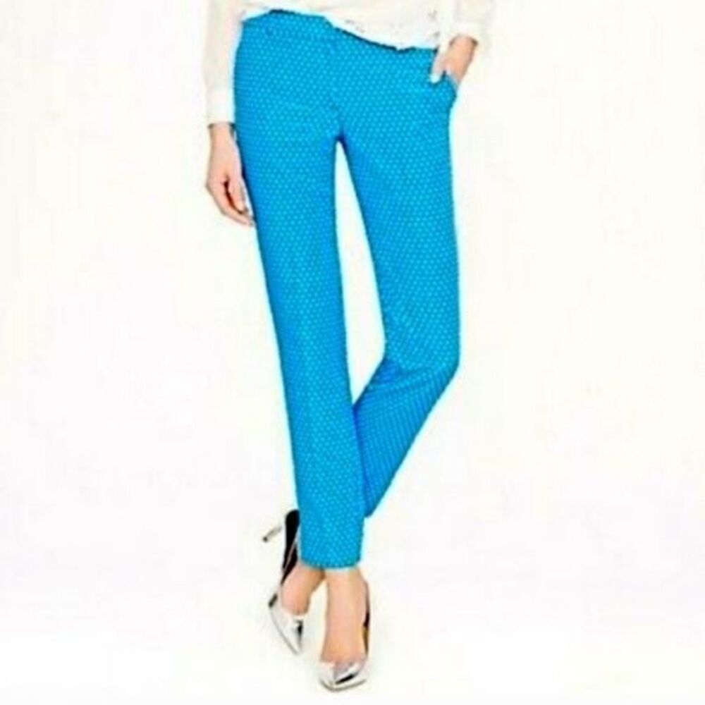 J Crew Cafe Capri Pant -8 blue /dotted print